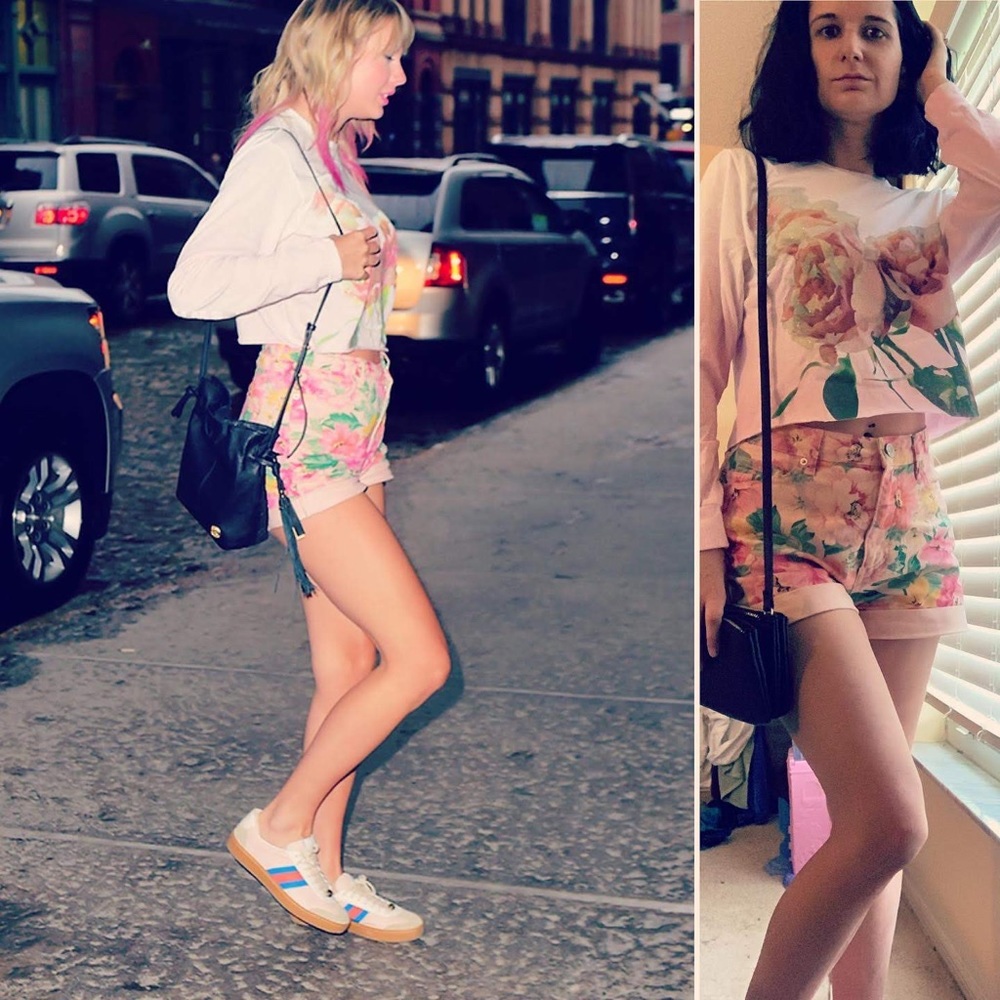 Floral urban outfitter shorts worn on Taylor swift
